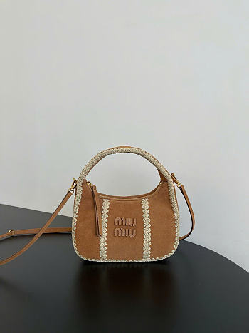Kitlife Miu Miu Wander Brown Suede Mini Bag 30898B 17x20x6cm