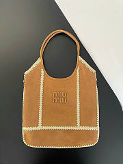 Kitlife Miu Miu Brown Suede Ivy Tote Bag 30899B 35x40cm   - 1