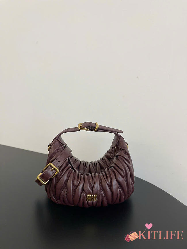 Kitlife Miu Miu Mini Matelassé Tote Bag Burgundy 30203B79 8x8.5x15cm - 1