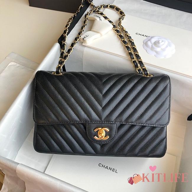 Kitlife Chanel CF Classic V-Series Bag Black 25cm - 1