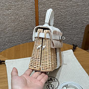 Kitlife Hermes Wicker Swift Picnic Mini Kelly Bag in Natural and White 20x18x12cm  - 5