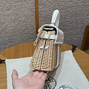 Kitlife Hermes Wicker Swift Picnic Mini Kelly Bag in Natural and White 20x18x12cm  - 4