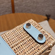 Kitlife Hermes Wicker Swift Picnic Mini Kelly Bag in Natural and Blue 20x18x12cm  - 5