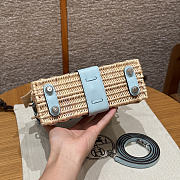 Kitlife Hermes Wicker Swift Picnic Mini Kelly Bag in Natural and Blue 20x18x12cm  - 3