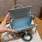 Kitlife Hermes Wicker Swift Picnic Mini Kelly Bag in Natural and Blue 20x18x12cm  - 4