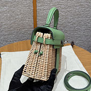 Kitlife Hermes Wicker Swift Picnic Mini Kelly Bag in Natural and Green 20x18x12cm  - 4