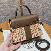 Kitlife Hermes Wicker Swift Picnic Mini Kelly Bag in Natural and Taupe 20x18x12cm  - 2