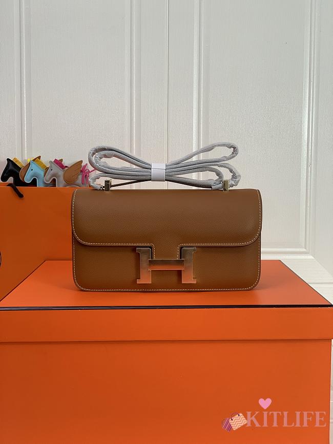 Kitlife Hermes Epsom Constance 1-Elan Bag Brown 27x16x6cm  - 1