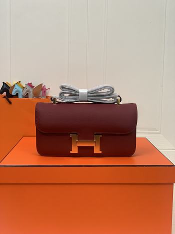 Kitlife Hermes Epsom Constance 1-Elan Bag Burgundy 27x16x6cm 