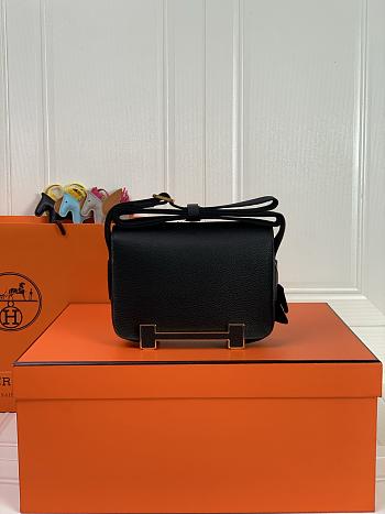 Kitlife Hermes Chevre Mysore Geta Mauve Sylvestre Bag Black 20x6.5x16cm 