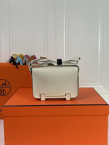 Kitlife Hermes Chevre Mysore Geta Mauve Sylvestre Bag Off-white 20x6.5x16cm 