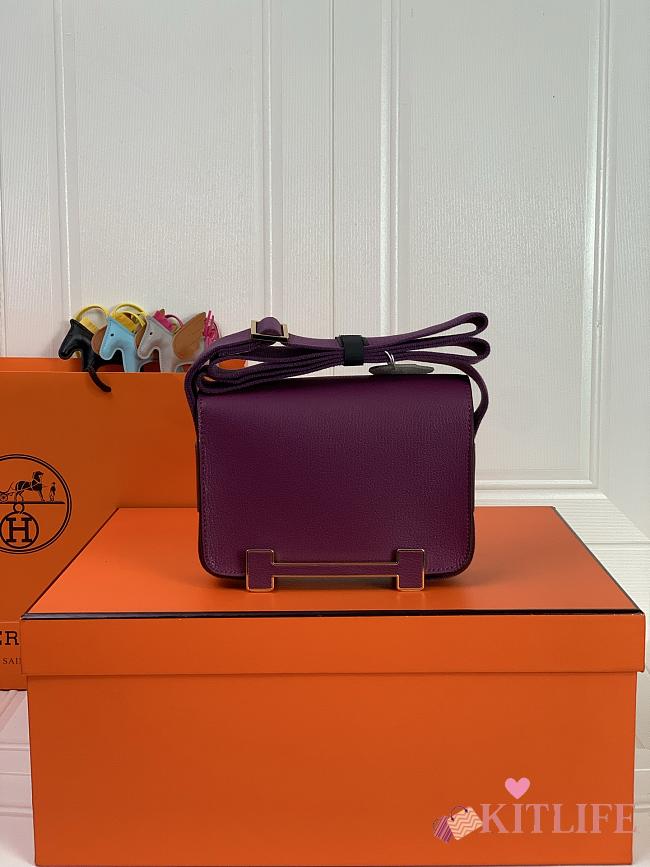 Kitlife Hermes Chevre Mysore Geta Mauve Sylvestre Bag Purple 20x6.5x16cm  - 1