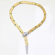 Kitlife Bvlgari Gold-Plated Emerald-Eyed Serpent Lariat Necklace  - 1