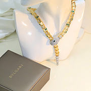 Kitlife Bvlgari Gold-Plated Emerald-Eyed Serpent Lariat Necklace  - 5
