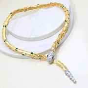 Kitlife Bvlgari Gold-Plated Emerald-Eyed Serpent Lariat Necklace  - 3