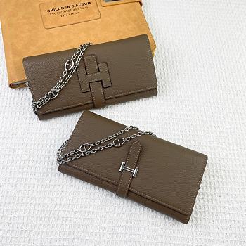 Kitlife Hermes H Passant Toutenmain Wallet Taupe Togo Leather 19x11cm