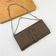 Kitlife Hermes H Passant Toutenmain Wallet Taupe Togo Leather 19x11cm - 2