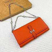 Kitlife Hermes H Passant Toutenmain Wallet Orange Togo Leather 19x11cm  - 6