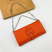 Kitlife Hermes H Passant Toutenmain Wallet Orange Togo Leather 19x11cm  - 4