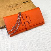 Kitlife Hermes H Passant Toutenmain Wallet Orange Togo Leather 19x11cm  - 3