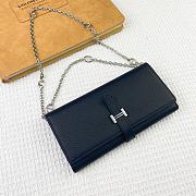 Kitlife Hermes H Passant Toutenmain Wallet Black Togo Leather 19x11cm - 4