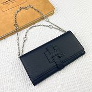 Kitlife Hermes H Passant Toutenmain Wallet Black Togo Leather 19x11cm - 3
