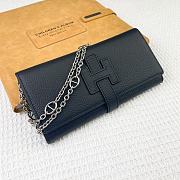 Kitlife Hermes H Passant Toutenmain Wallet Black Togo Leather 19x11cm - 2