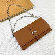 Kitlife Hermes H Passant Toutenmain Wallet Brown Togo Leather 19x11cm  - 4