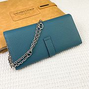 Kitlife Hermes H Passant Toutenmain Wallet Blue Togo Leather 19x11cm  - 5