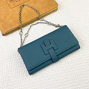 Kitlife Hermes H Passant Toutenmain Wallet Blue Togo Leather 19x11cm  - 4