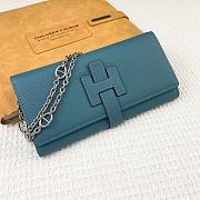 Kitlife Hermes H Passant Toutenmain Wallet Blue Togo Leather 19x11cm  - 2