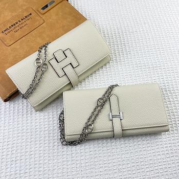 Kitlife Hermes H Passant Toutenmain Wallet White Togo Leather 19x11cm