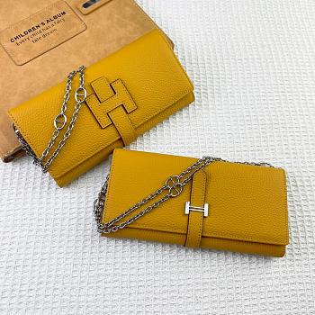 Kitlife Hermes H Passant Toutenmain Wallet Yellow Togo Leather 19x11cm 