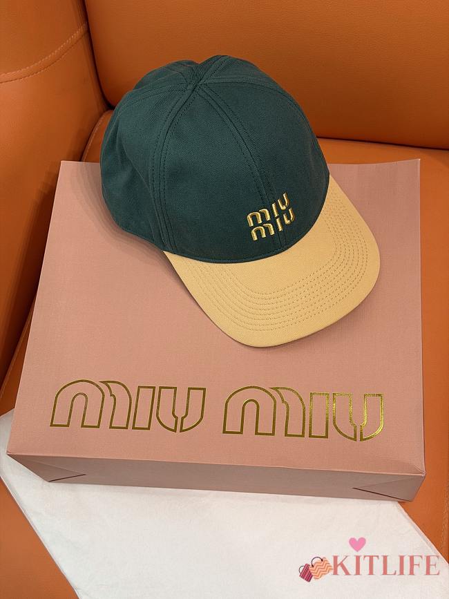 Kitlife Miu Miu Embroidered Baseball Cap Green & Beige - 1
