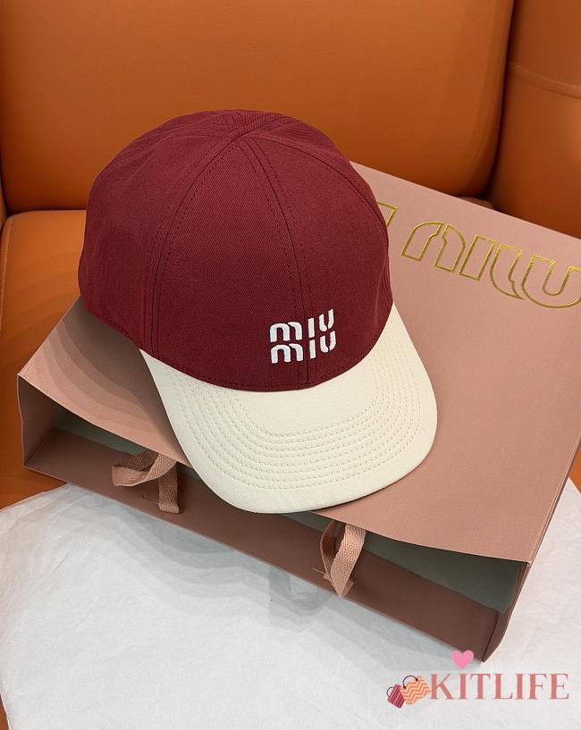 Kitlife Miu Miu Embroidered Baseball Cap Red & White - 1