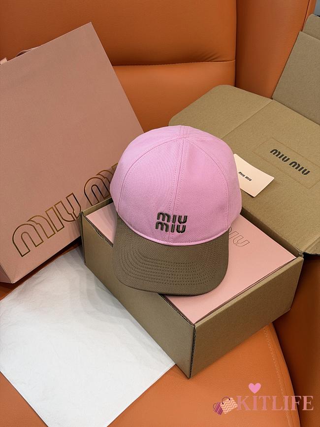 Kitlife Miu Miu Embroidered Baseball Cap Pink & Brown - 1