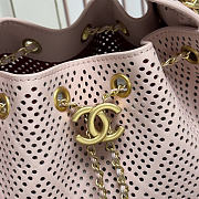 Kitlife Chanel 25C Drawstring Bucket Hobo Bag Pink Perforated Calfskin & Gold-colored Metal AS5293 30×26×14cm  - 3