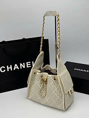Kitlife Chanel 25C Drawstring Bucket Hobo Bag Beige Perforated Calfskin & Gold-colored Metal AS5293 30×26×14cm - 6