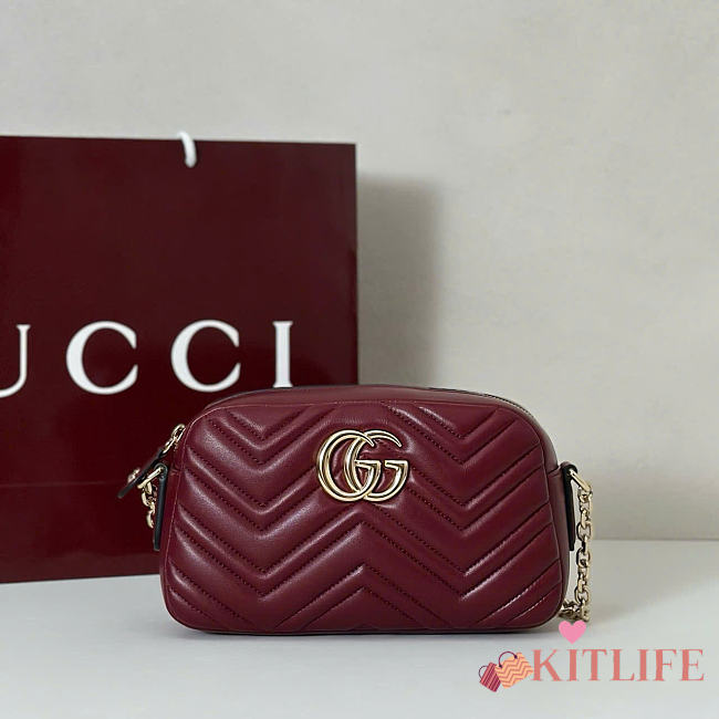 Kitlife Gucci GG Marmont Small Camera Bag Burgundy 855273 24x15x8cm - 1