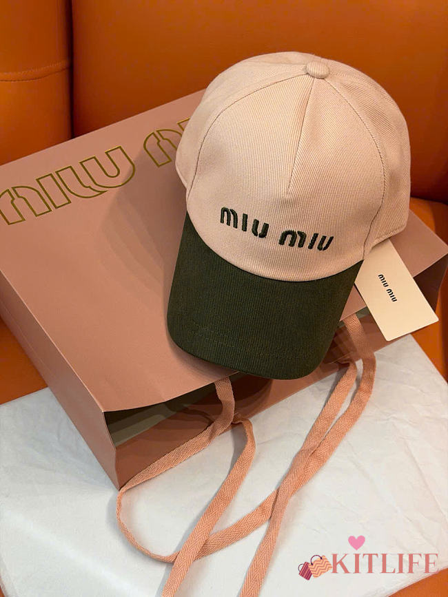 Kitlife Miu Miu Embroidered Baseball Cap Beige & Khakhi - 1