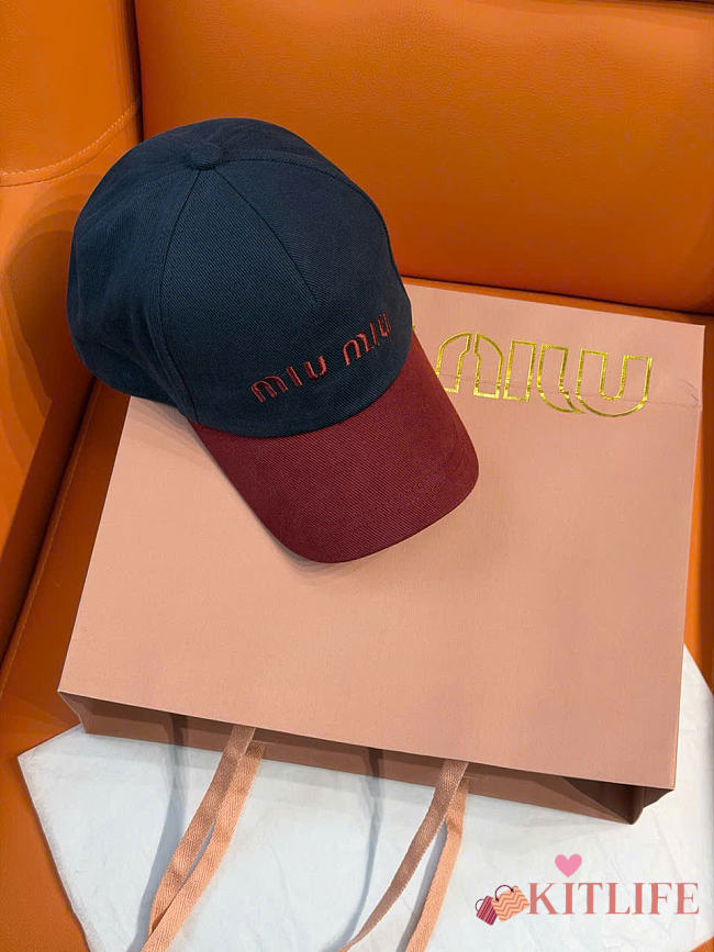 Kitlife Miu Miu Embroidered Baseball Cap Dark Blue & Red - 1