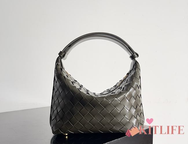 Kitlife Bottega Veneta Wallace Green Khaki Intrecciato Leather Shoulder Bag 22x13x9cm - 1
