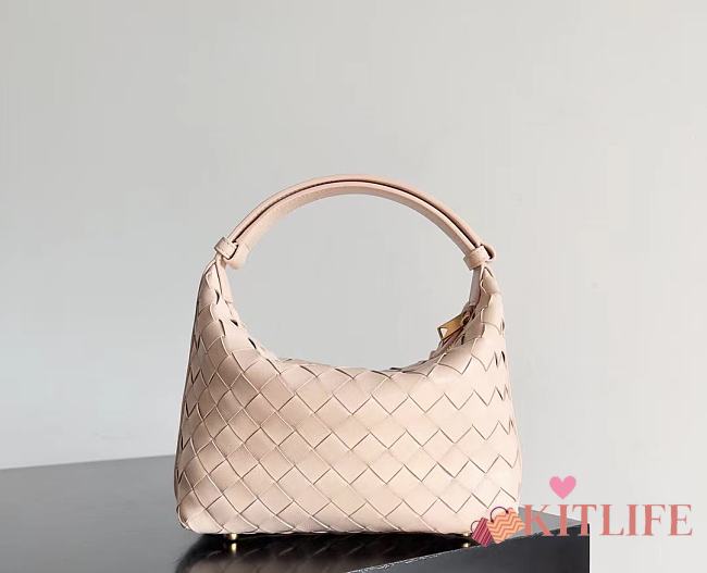 Kitlife Bottega Veneta Wallace Light Pink Intrecciato Leather Shoulder Bag 22x13x9cm - 1