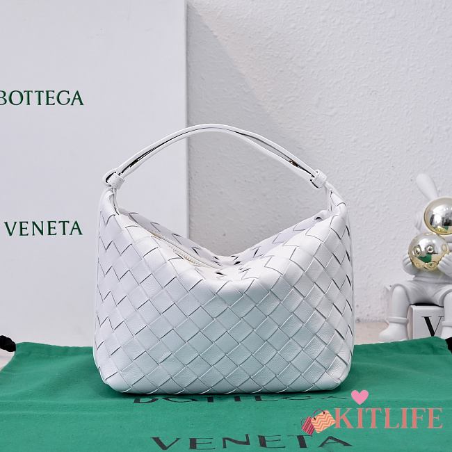 Kitlife Bottega Veneta Wallace White Intrecciato Leather Shoulder Bag 22x13x9cm - 1