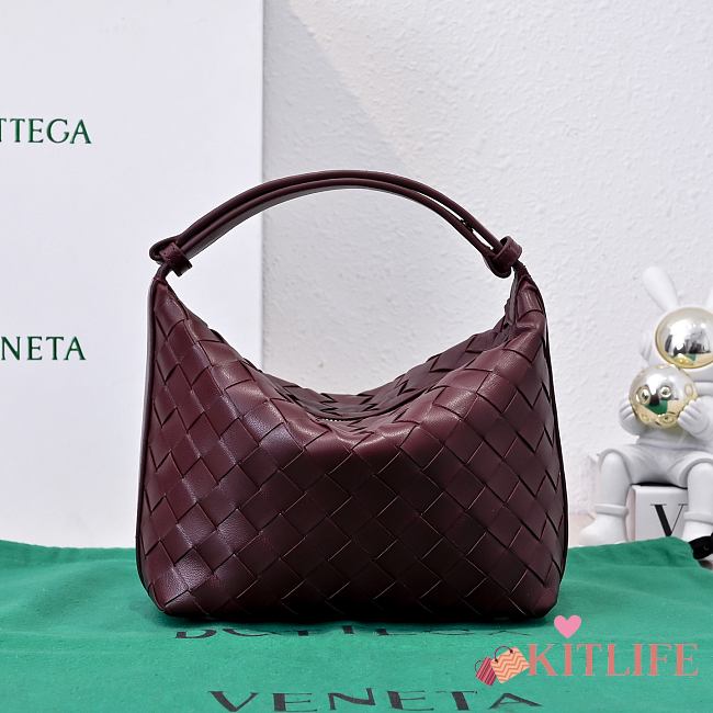 Kitlife Bottega Veneta Wallace Burgundy Intrecciato Leather Shoulder Bag 22x13x9cm  - 1