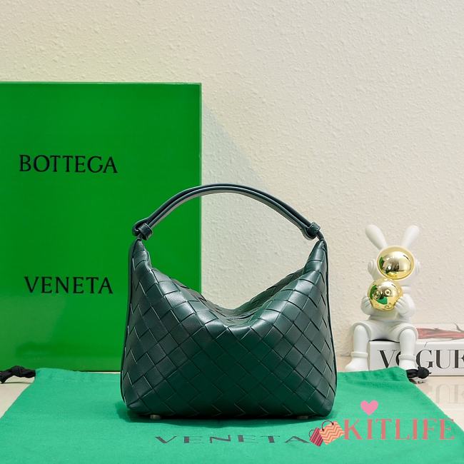 Kitlife Bottega Veneta Wallace Dark Green Intrecciato Leather Shoulder Bag 22x13x9cm  - 1