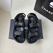 Kitlife Chanel Grained Calfskin Velcro Dad Sandals Black  - 1