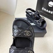 Kitlife Chanel Grained Calfskin Velcro Dad Sandals Black  - 6