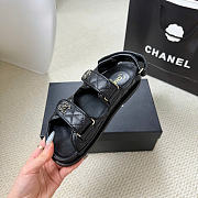 Kitlife Chanel Grained Calfskin Velcro Dad Sandals Black  - 5
