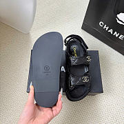 Kitlife Chanel Grained Calfskin Velcro Dad Sandals Black  - 4